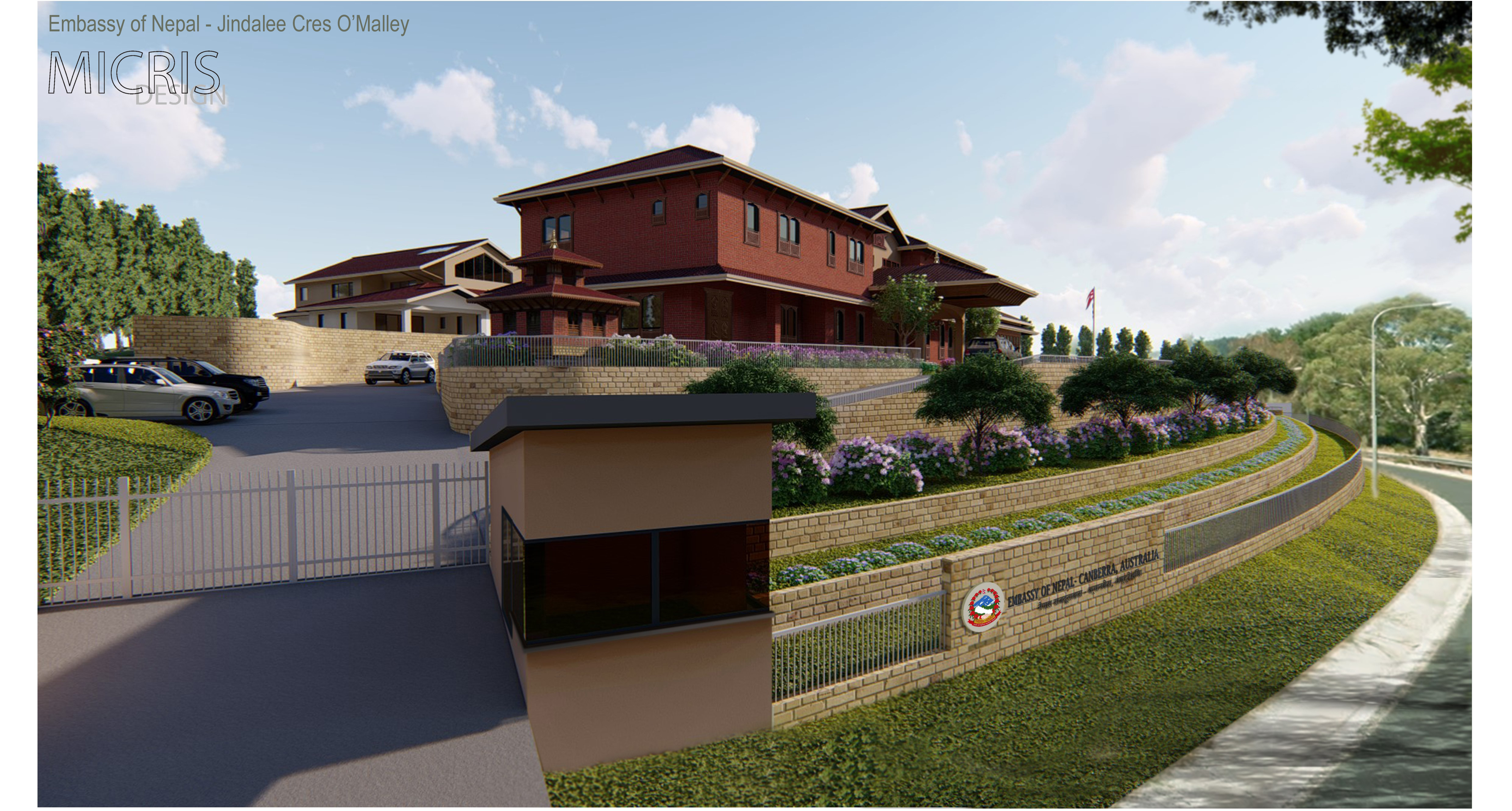 Embassy of Nepal, Canberra, left elevation by Micris Design.
